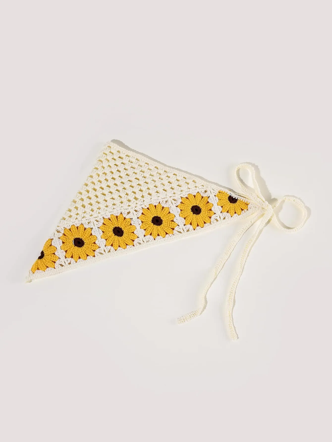 Flower Decor Knit Kerchief