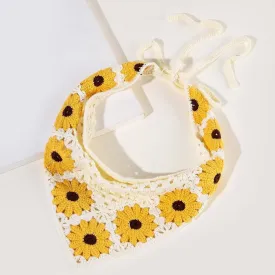 Flower Decor Knit Kerchief