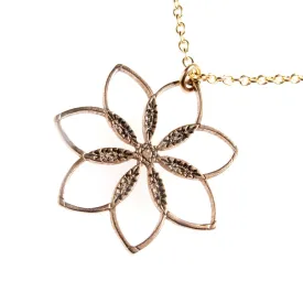 Flower Power! Peace Bronze Pendant Necklace on 18" Rolo Chain