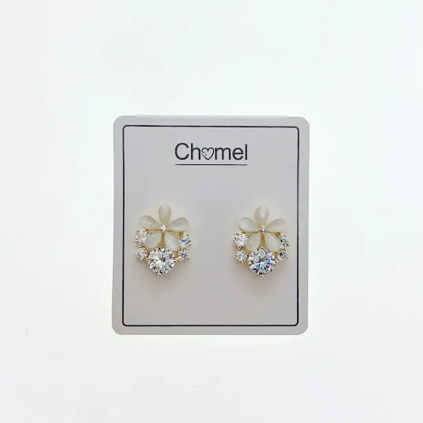 Flower Simulated Moonstone Earrings