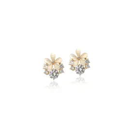 Flower Simulated Moonstone Earrings