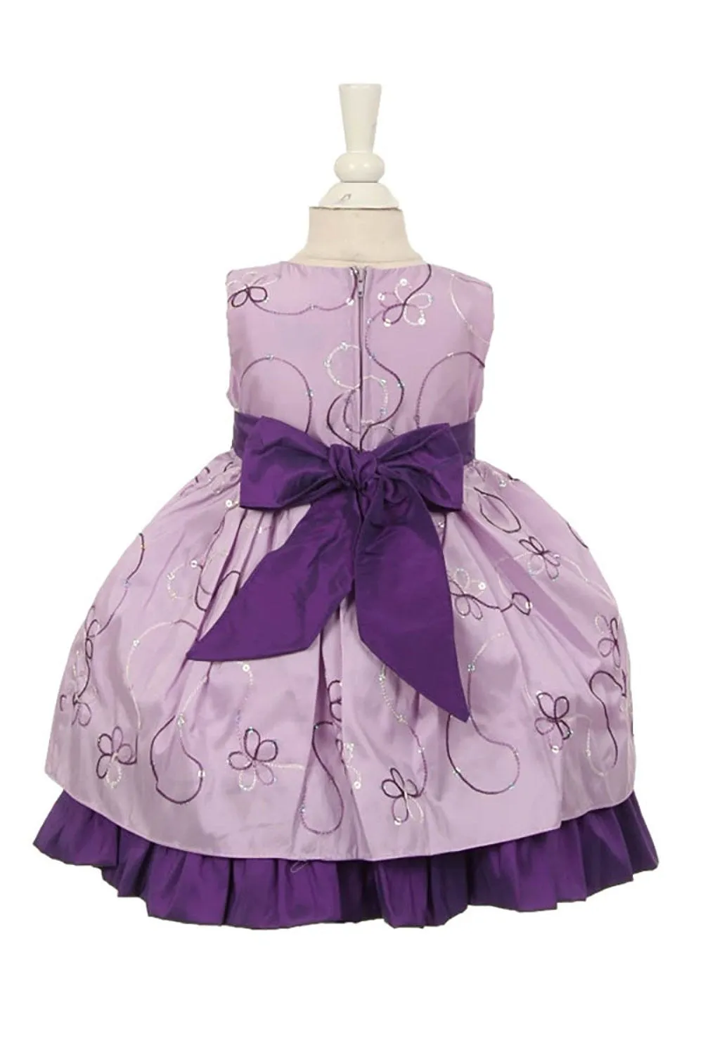 Girls Toddler Flower Wedding Pageant Tan or Purple Party Dress