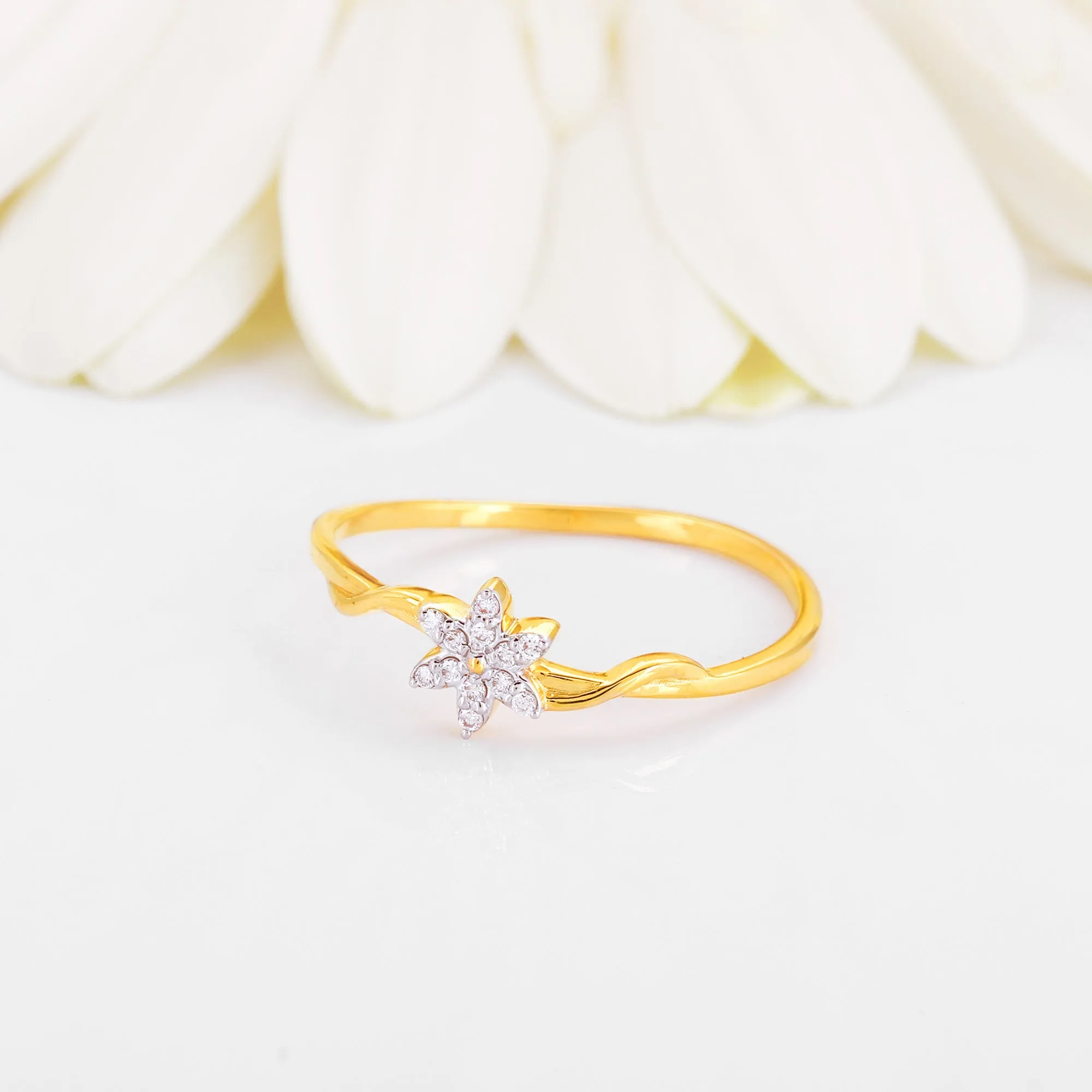 Gold Blooming Jasmine Diamond Ring