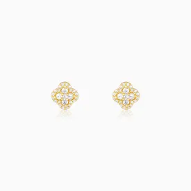 Golden Pansy Flower Earrings