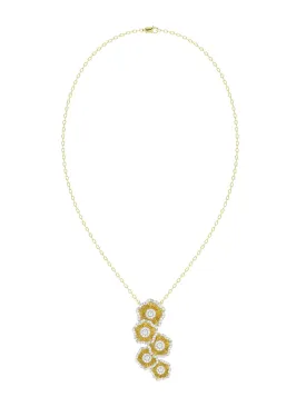 Halo Flower Yellow Gold Necklace