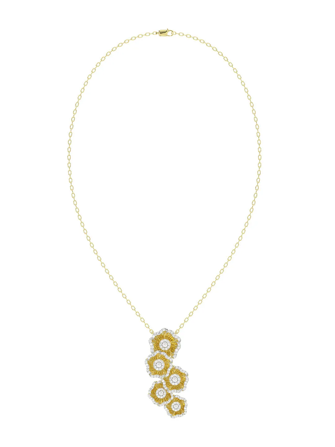 Halo Flower Yellow Gold Necklace