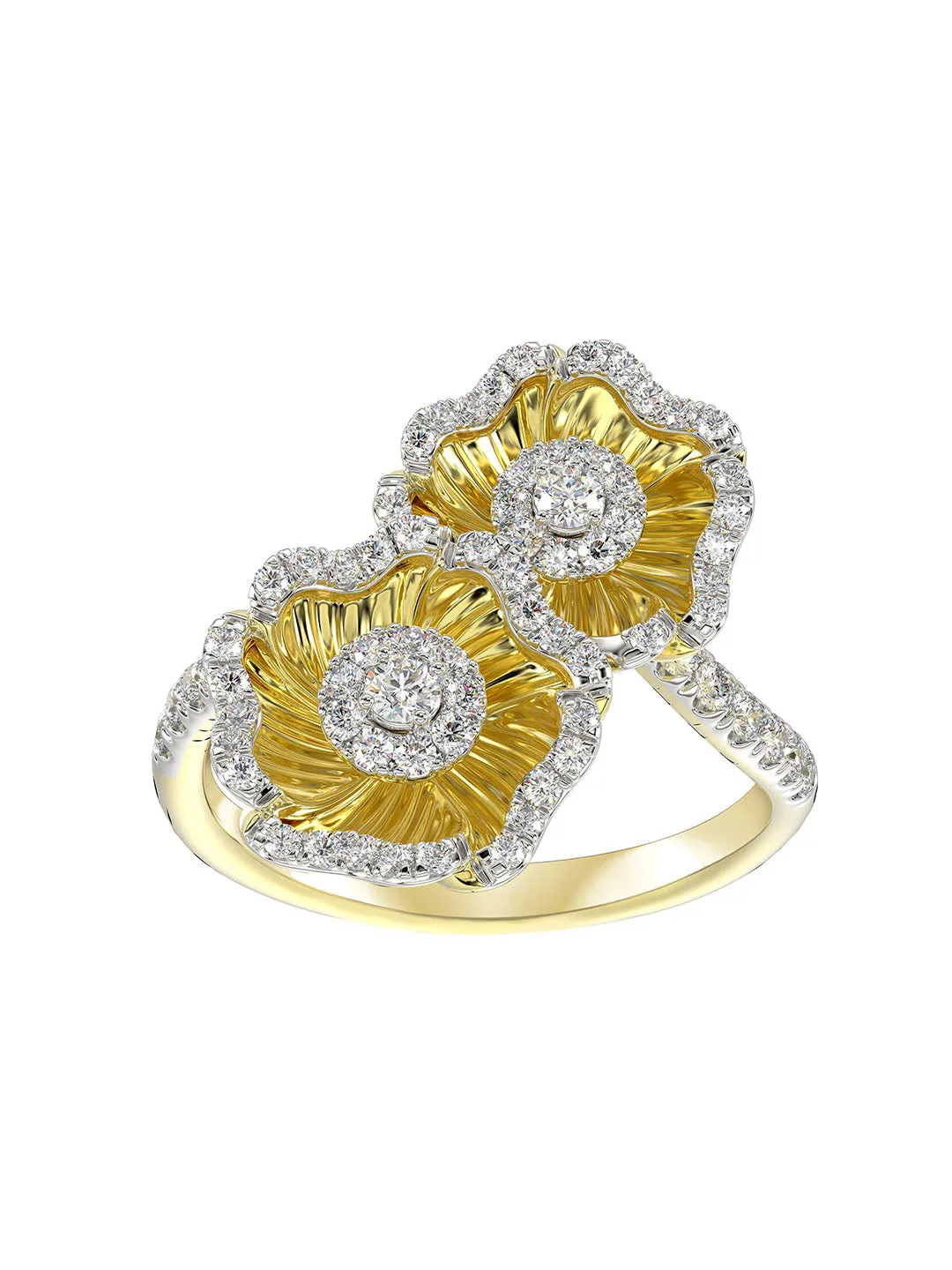 Halo Flower Yellow Gold Ring