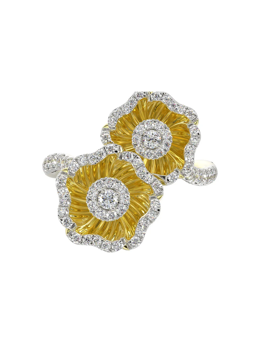 Halo Flower Yellow Gold Ring