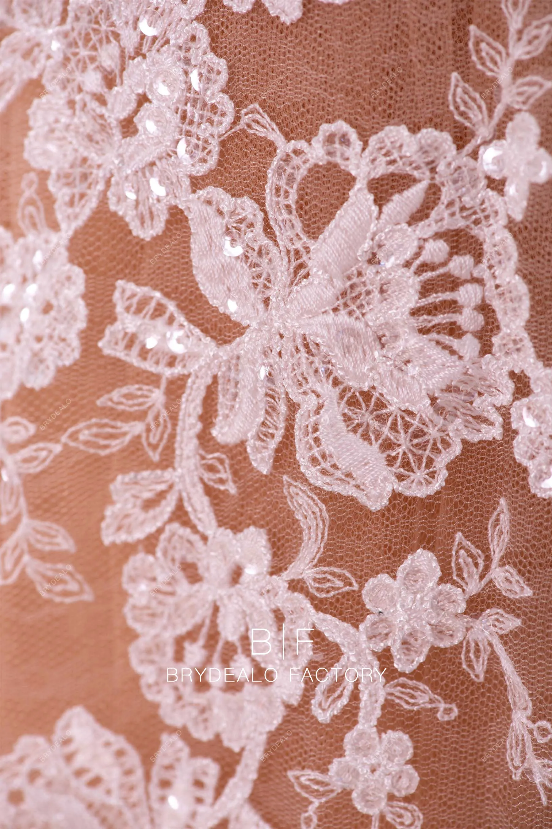 High Quality Shimmery Sequin Corded Flower Double Border Lace