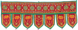 Indian Door Decoration Toran Window Valance Handmade (Maroon, 38 x 13.5 inches)