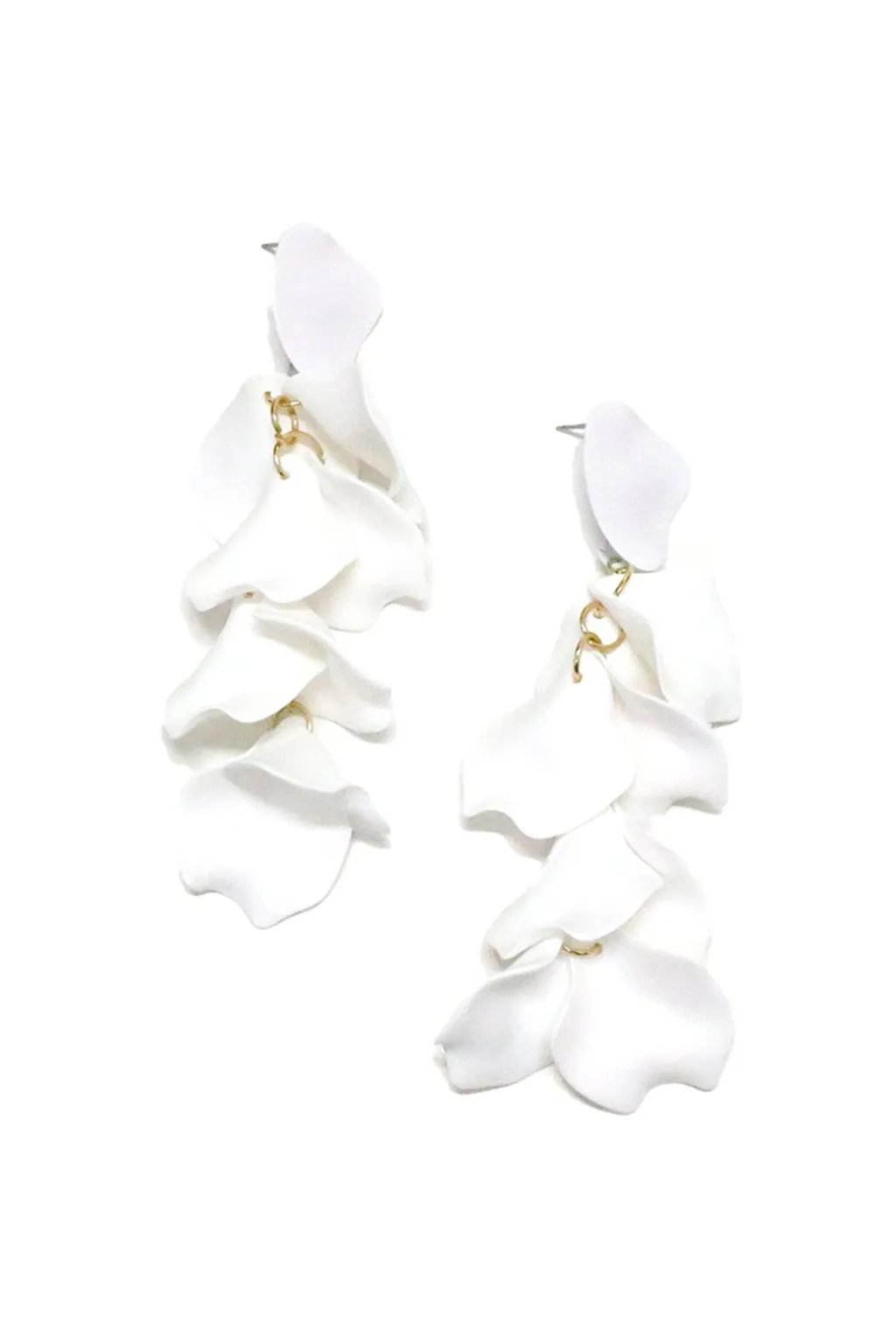 Leah White Flower Drop Earrings