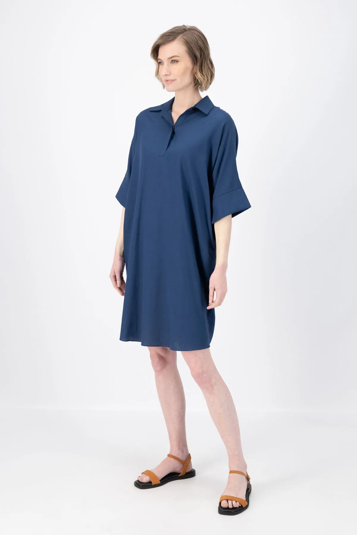 Marianna Estilo Shift Dress Navy in Cotton/Rayon