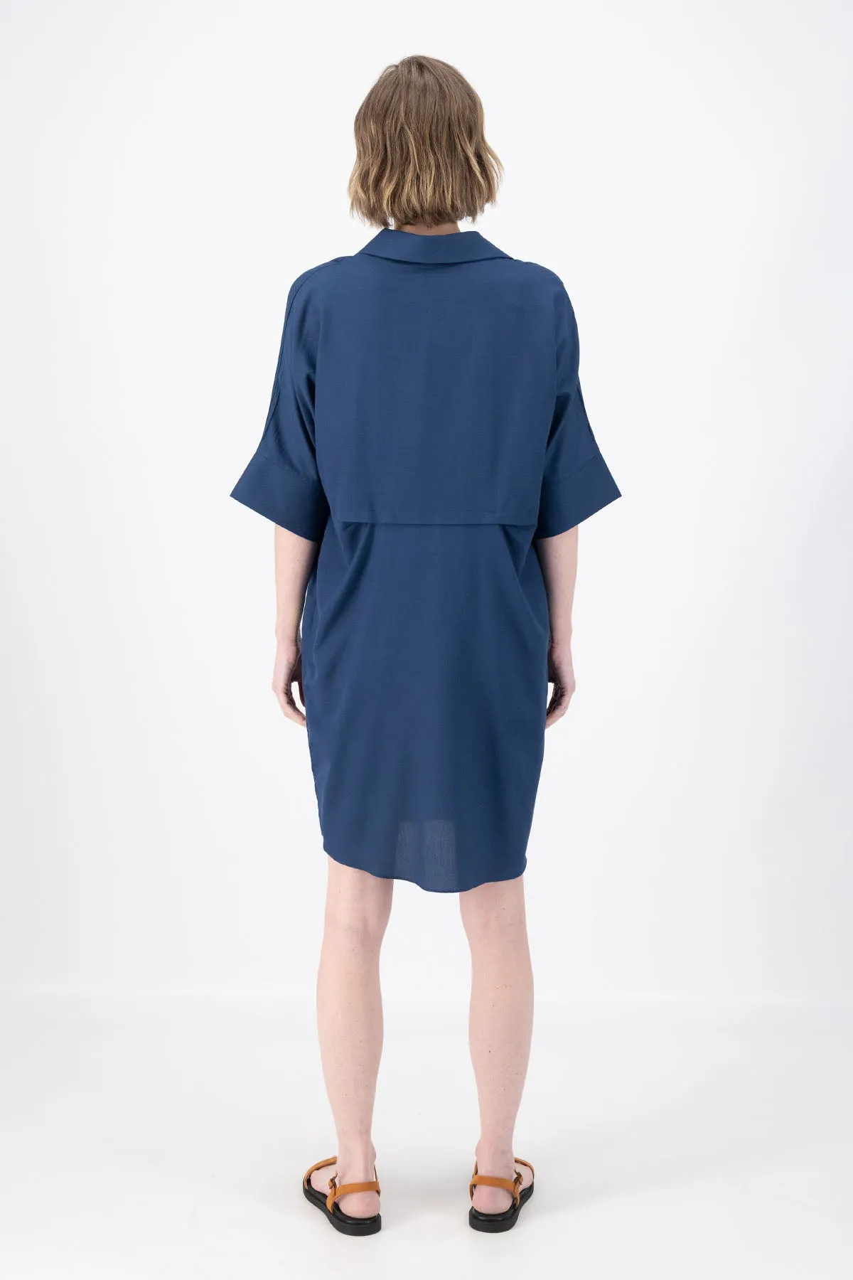 Marianna Estilo Shift Dress Navy in Cotton/Rayon