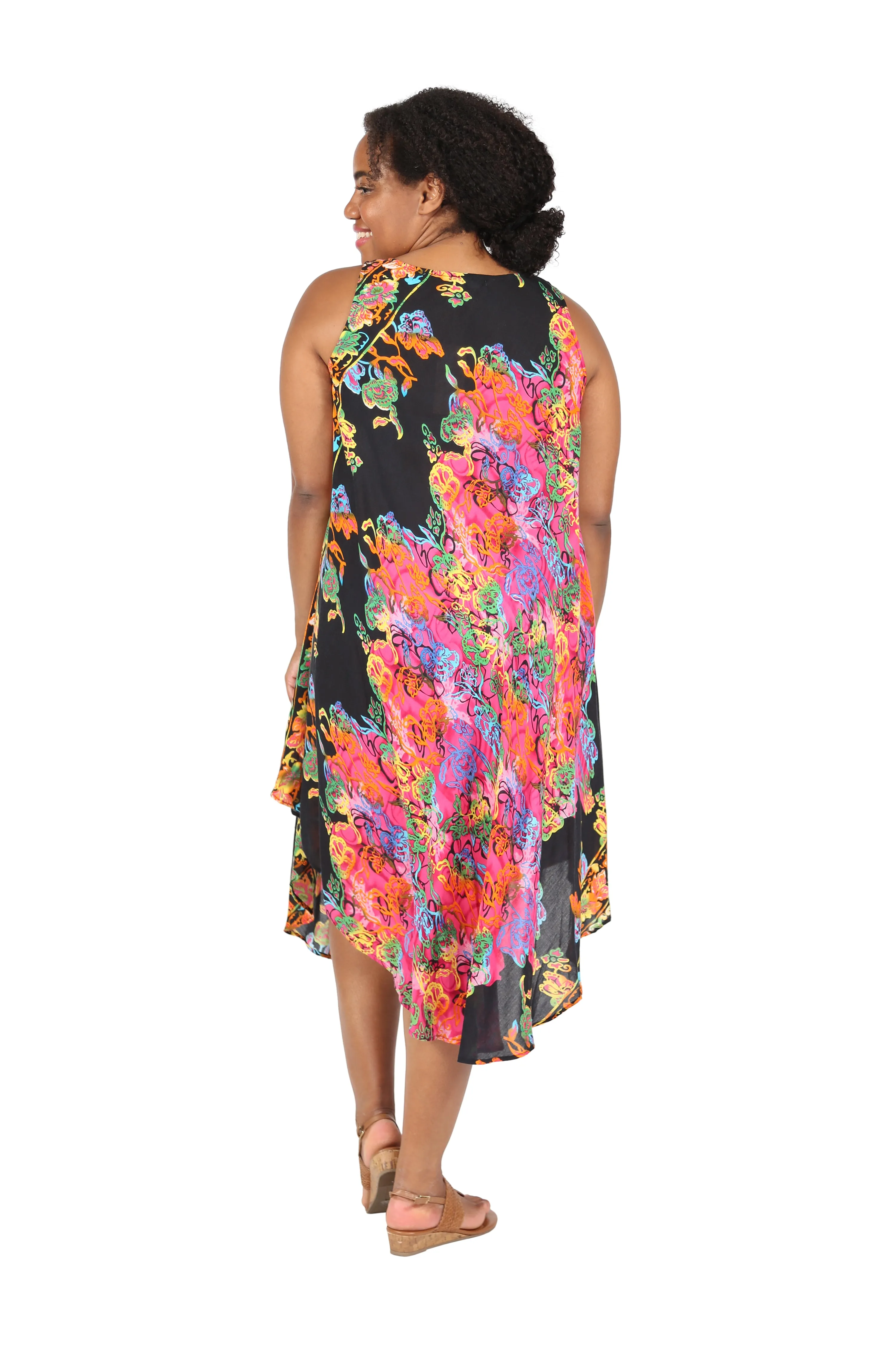 Multi Print Plus Size Handkerchief Dress