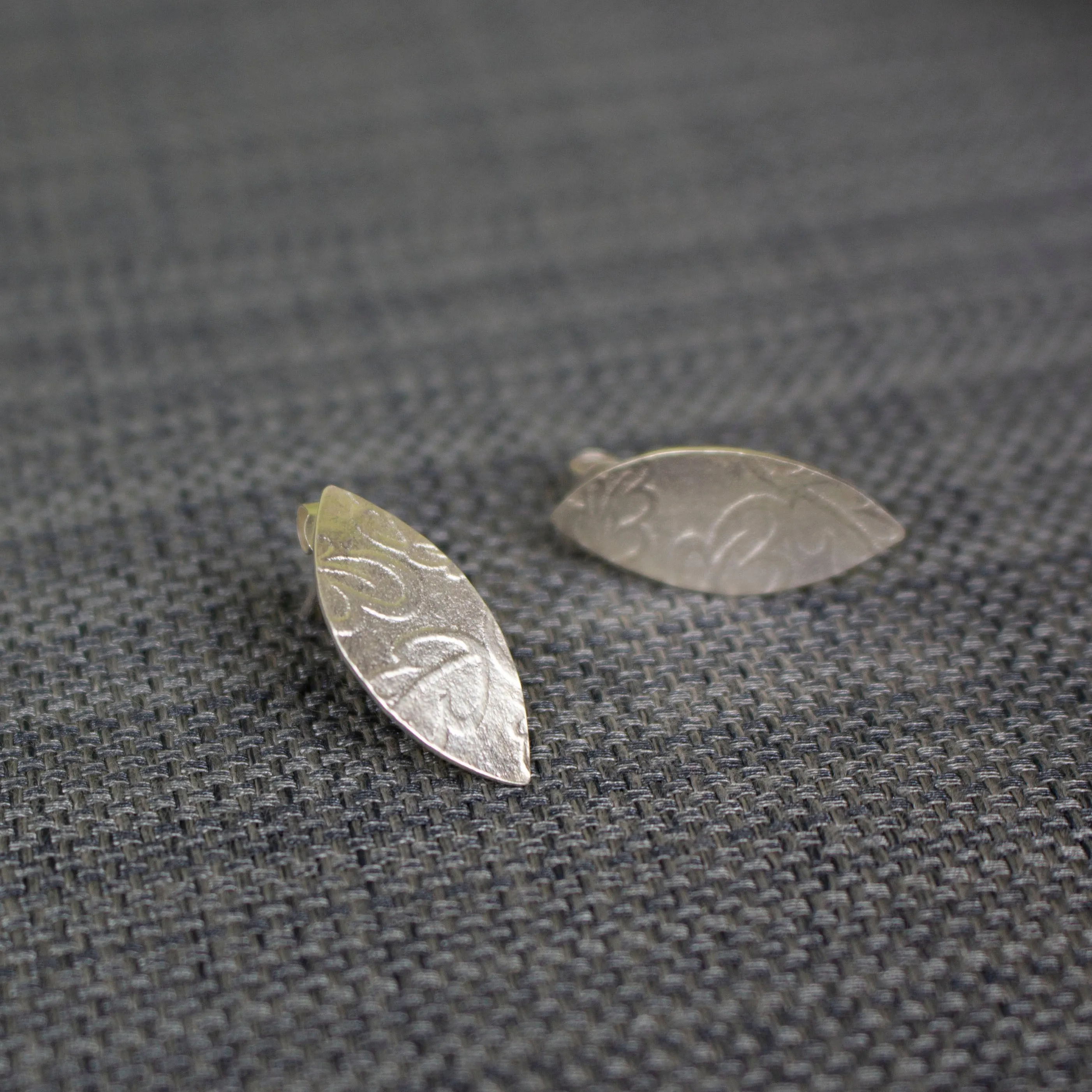 Oak Petal Silver Stud Earrings