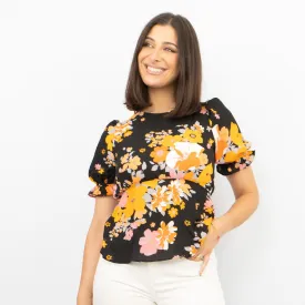 Oasis Vibrant Floral Puff Sleeve Top