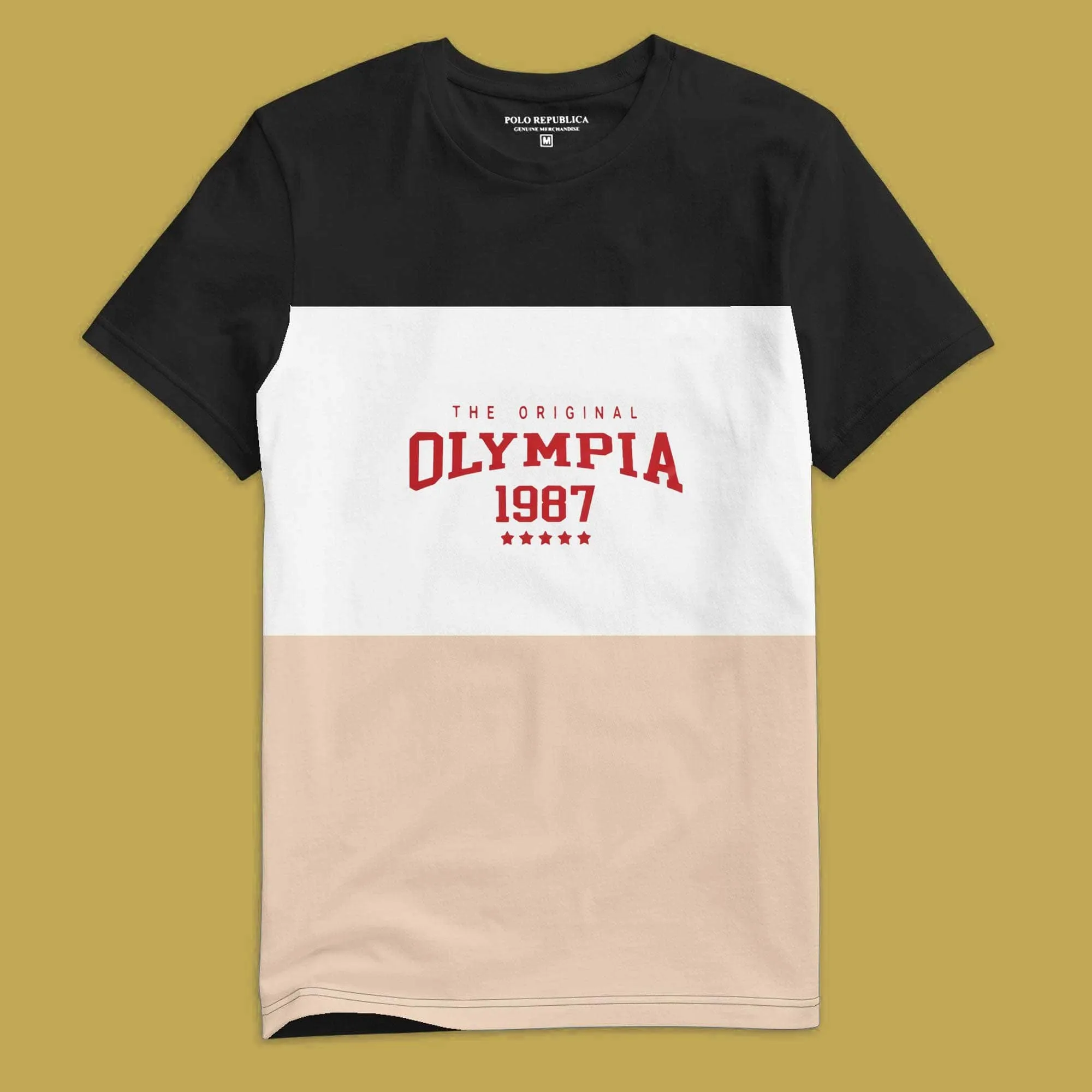 Polo Republica Men's Olympia Printed Contrast Panel Tee Shirt