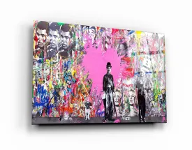 ・" BANKSY Pink Love"・Glass Wall Art