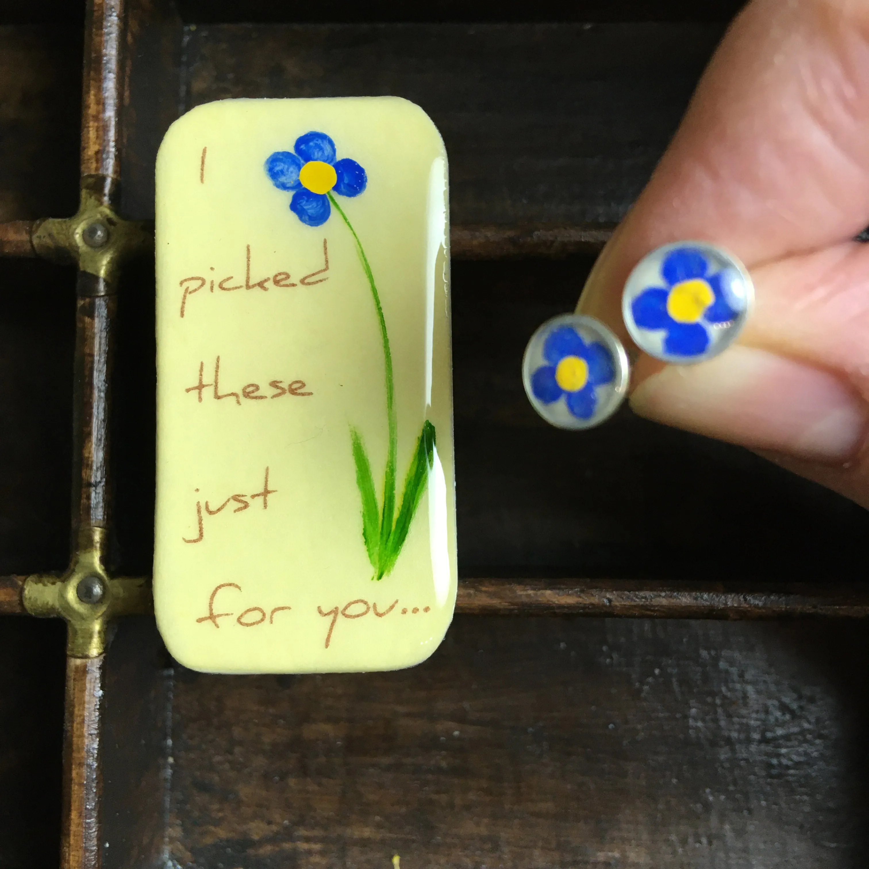 " I  picked These Just For You..." Flower Studs & Teeny Tiny Tin