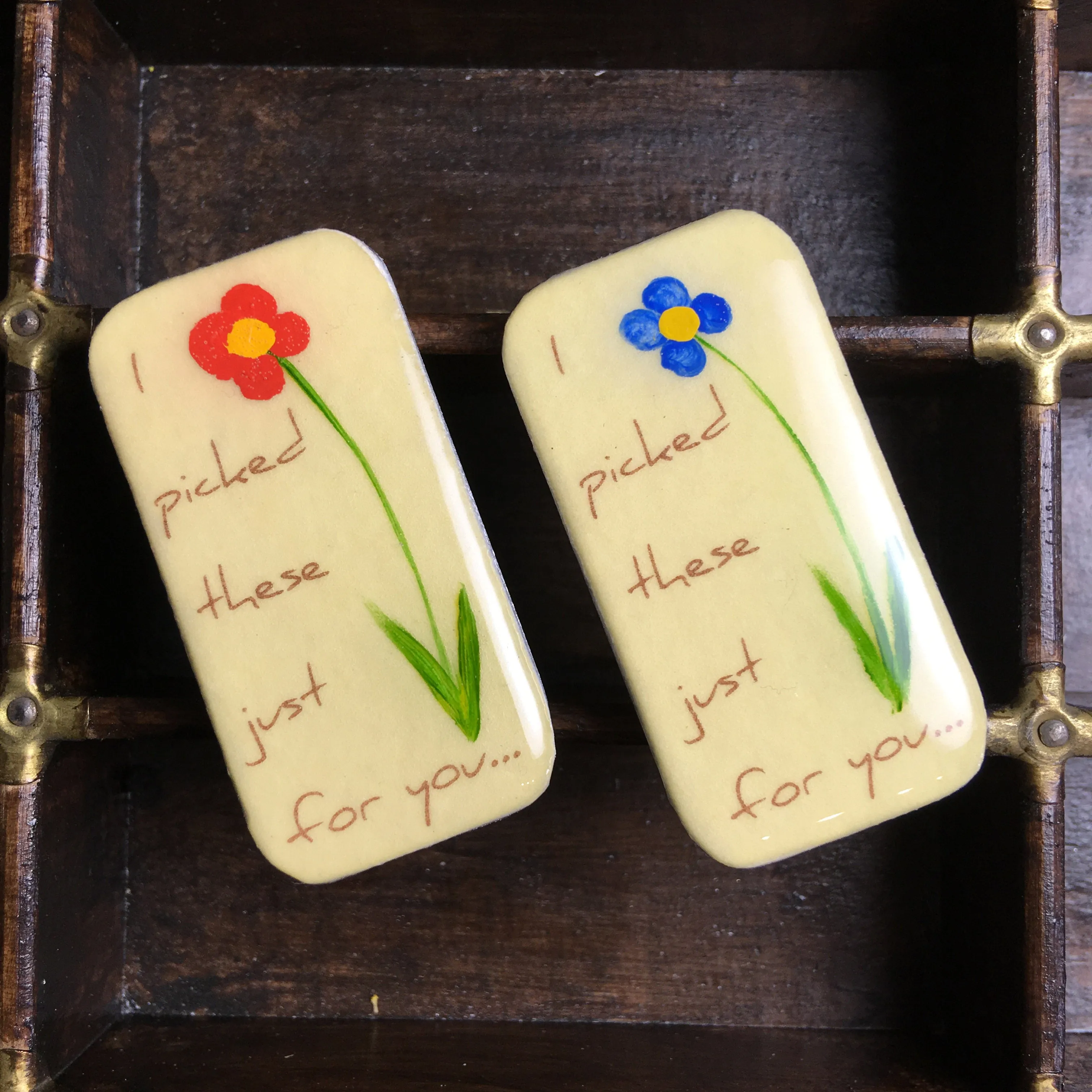 " I  picked These Just For You..." Flower Studs & Teeny Tiny Tin