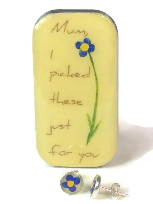 "Mum, I  picked These Just For You..." Flower Studs & Teeny Tiny Tin