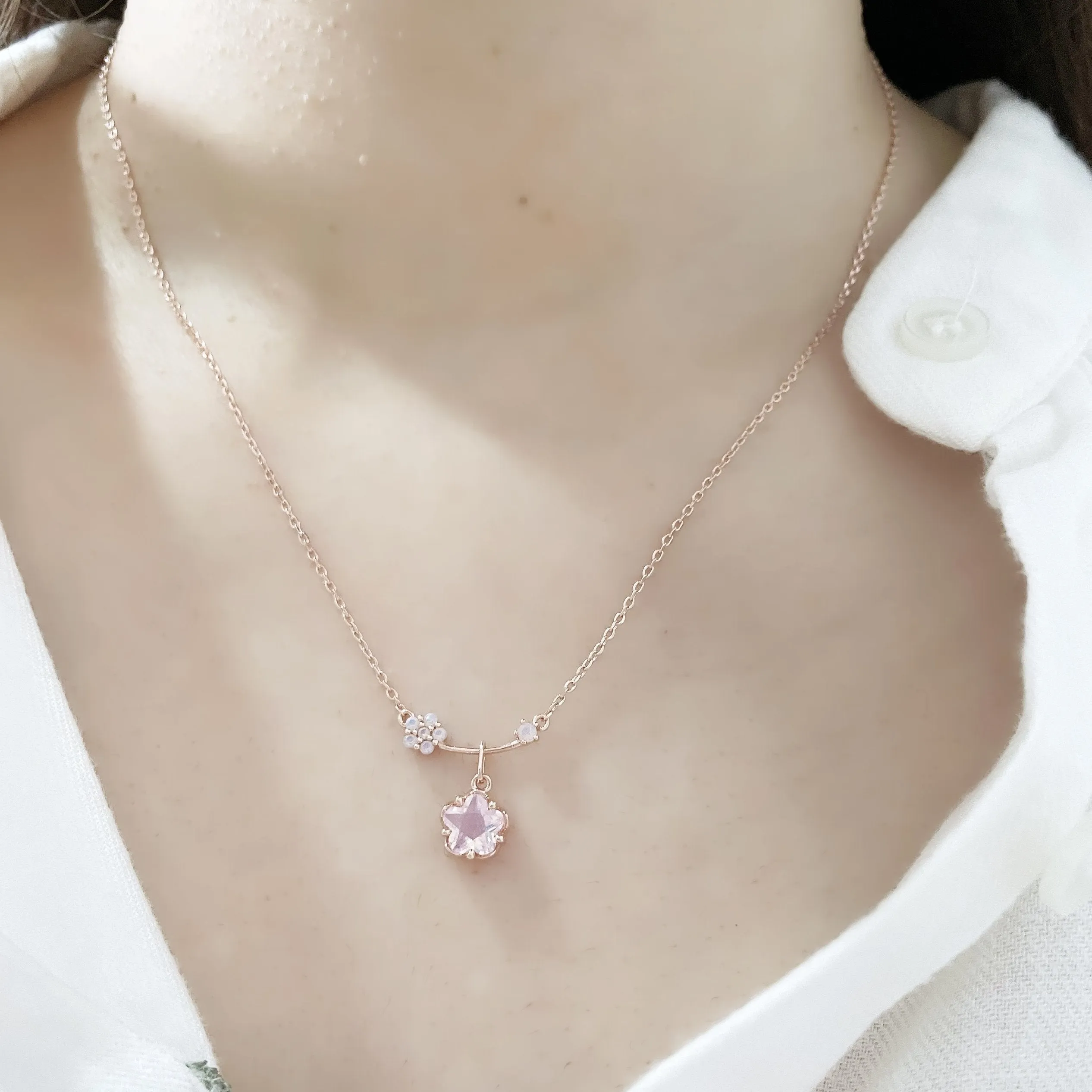 Rose Gold Camellia Necklace