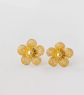 Exquisite Sampaguita Filigree Silver Stud Earrings - Elegant Floral Design for Everyday Wear