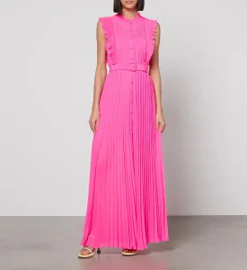 Self-Portrait Ruffle-Trimmed Pleated Chiffon Maxi Dress