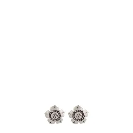 Sterling Silver Om Flower Petal Stud Earrings