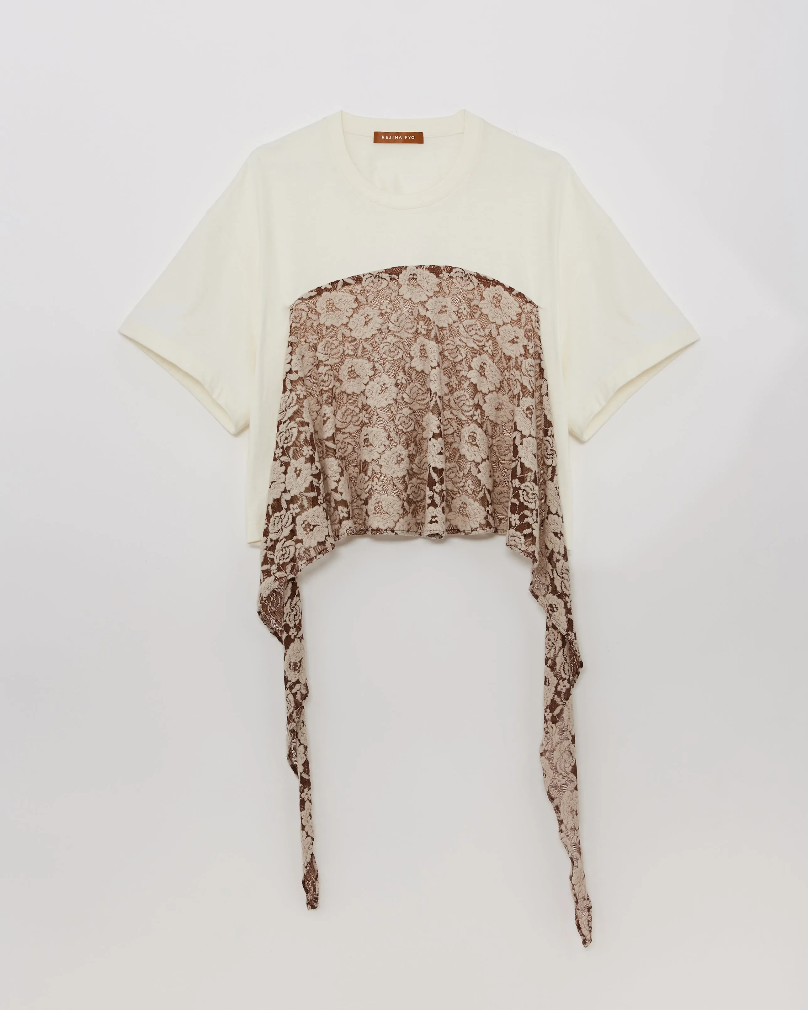 Wynne Top Cotton Blend Floral Lace Brown